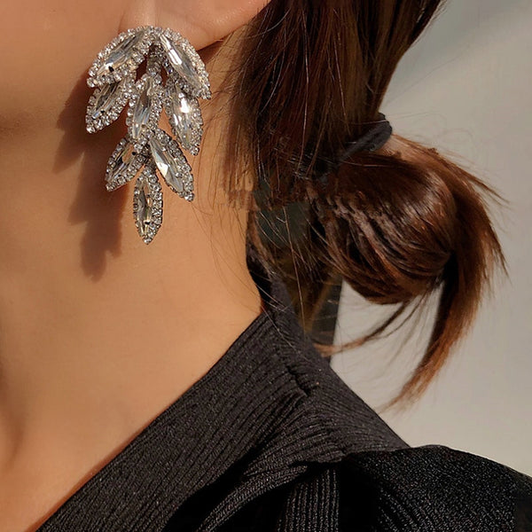 Elegant Crystal Leaves Earrings