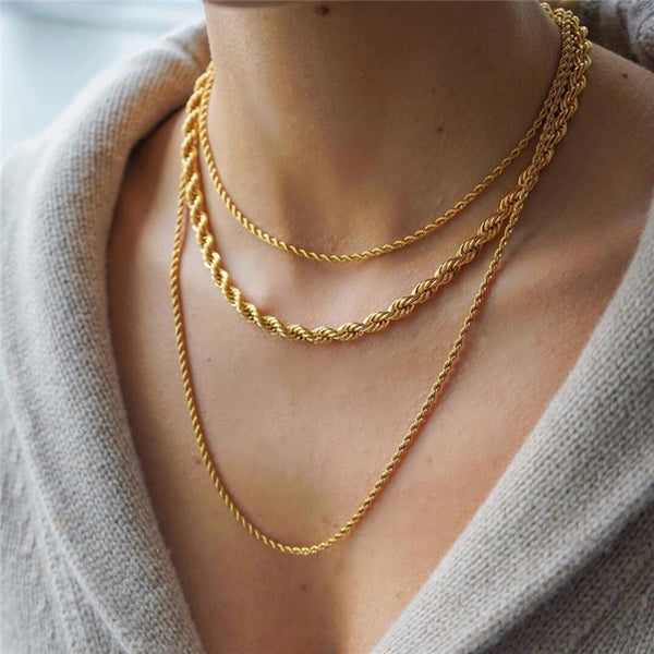Twisted Minimalist Chain Necklaces