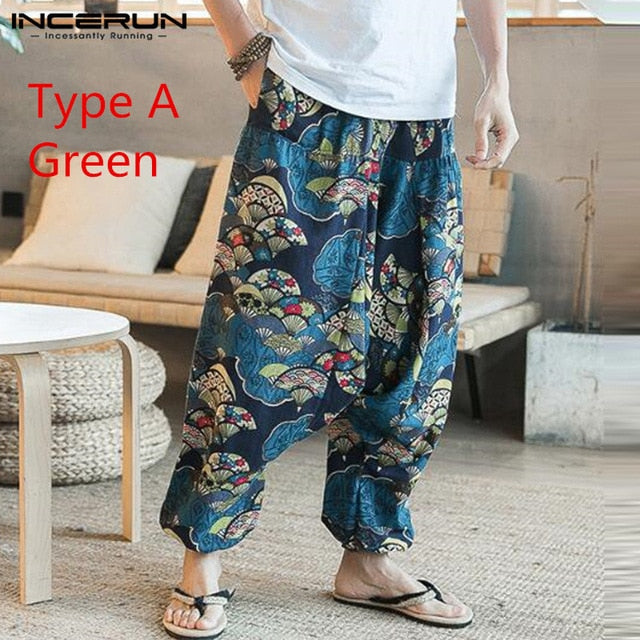 Baggy Cotton Linen Harem Pants Men Hip-hop
