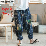 Baggy Cotton Linen Harem Pants Men Hip-hop