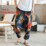 Baggy Cotton Linen Harem Pants Men Hip-hop