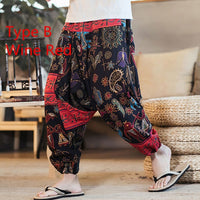 Baggy Cotton Linen Harem Pants Men Hip-hop