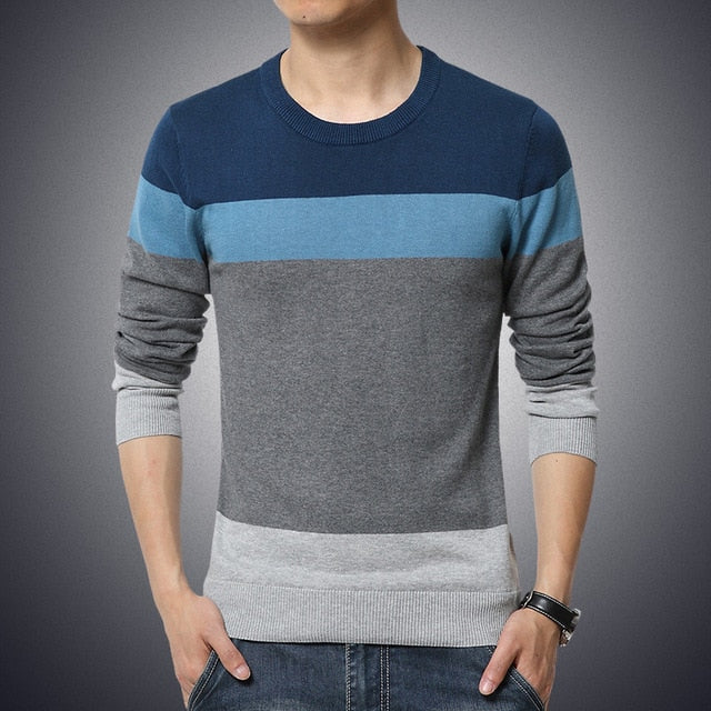 Casual Men's Sweater Striped Slim
