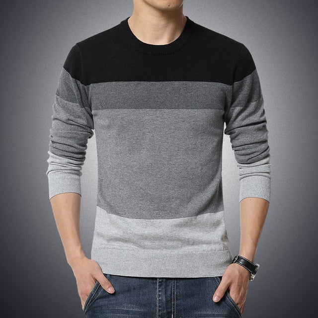 Casual Men's Sweater Striped Slim