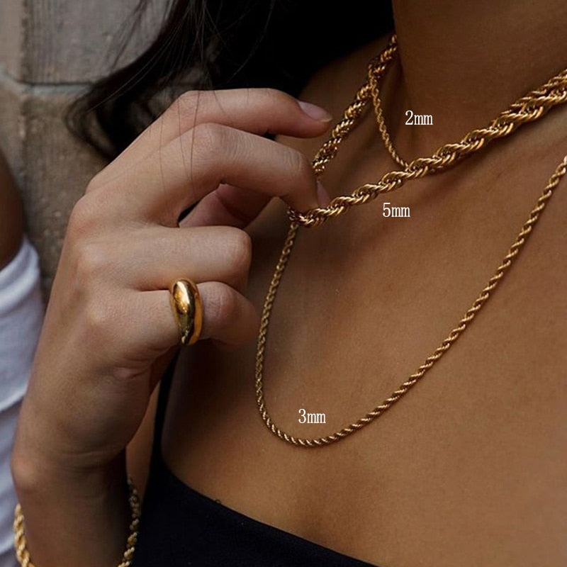 Twisted Minimalist Chain Necklaces
