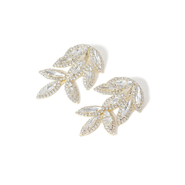 Elegant Crystal Leaves Earrings