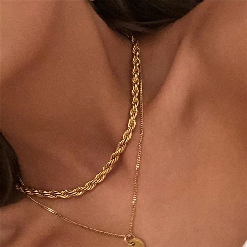 Twisted Minimalist Chain Necklaces