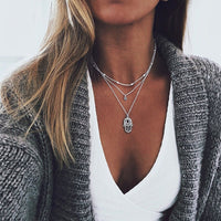 Multi Layered Necklace Coin Star Moon