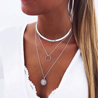 Multi Layered Necklace Coin Star Moon