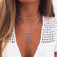 Multi Layered Necklace Coin Star Moon