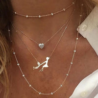 Multi Layered Necklace Coin Star Moon
