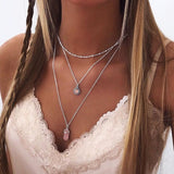Multi Layered Necklace Coin Star Moon