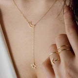 Multi Layered Necklace Coin Star Moon
