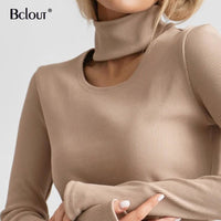 High Split Knit Turtleneck Fashion