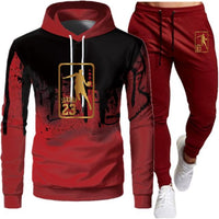 White Black Men Hoodies Set Two Piece Patchwork Hoodie Pant Male Suit