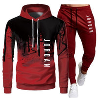 White Black Men Hoodies Set Two Piece Patchwork Hoodie Pant Male Suit