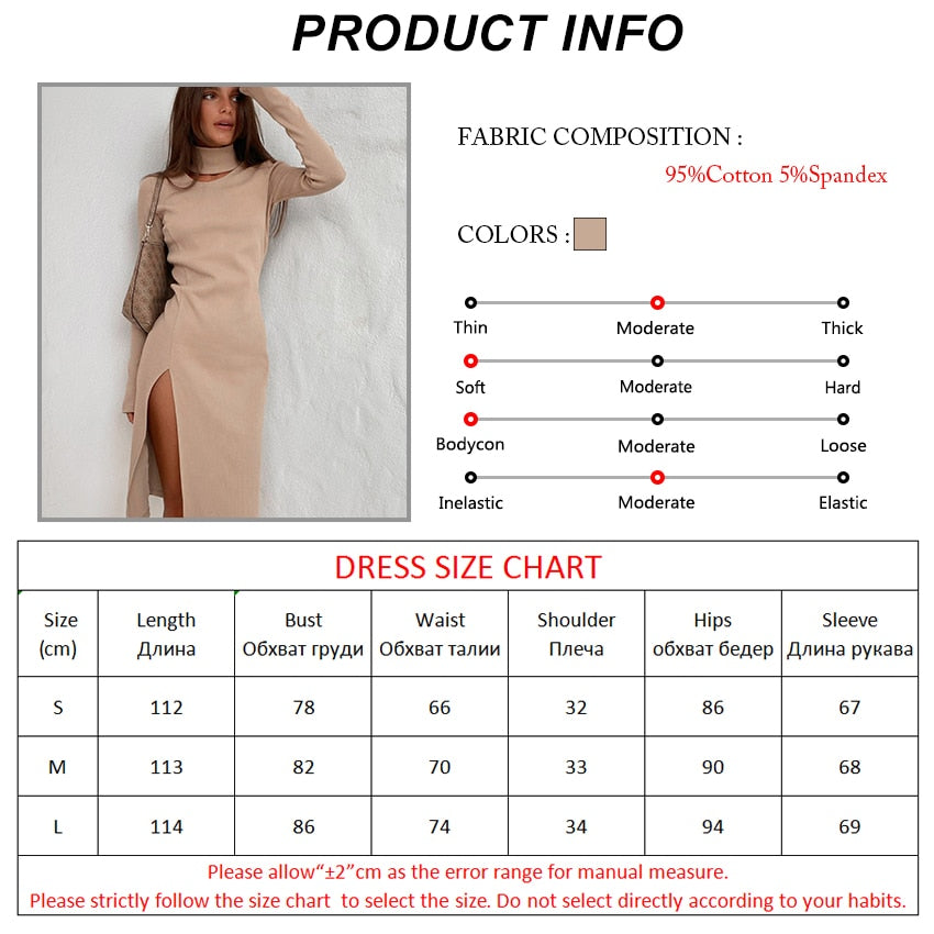 High Split Knit Turtleneck Fashion